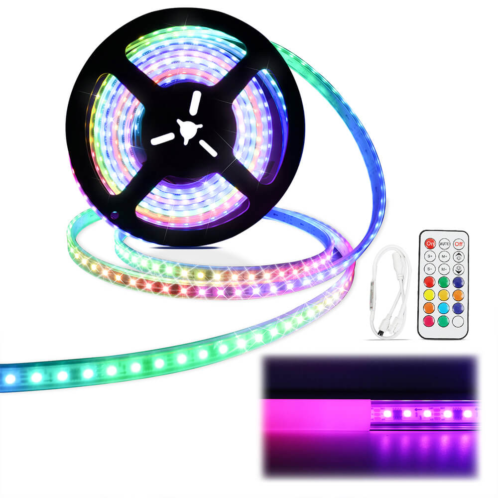 Muzata 16.4FT LED Strip Lights IP65 Waterproof DC12V Addressable DIY Color Changing High-Intensity 96LEDs/m Light Strip Chasing Effect AC1T