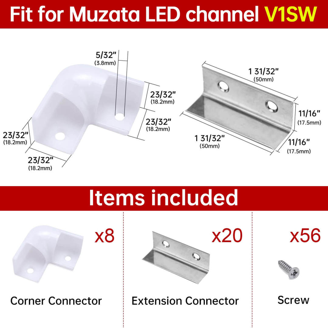 Muzata 20 Pack LED Channel Corner Connector Kit LC08