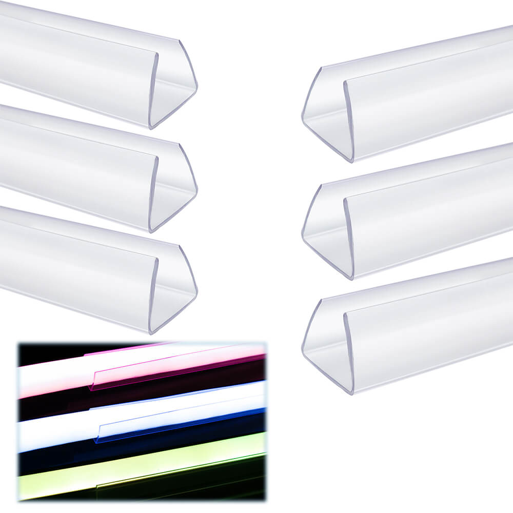 Muzata 3.3FT Rigid Clear Plastic C Channel  Fit for 1/2 Inch Neon Rope Lights U121