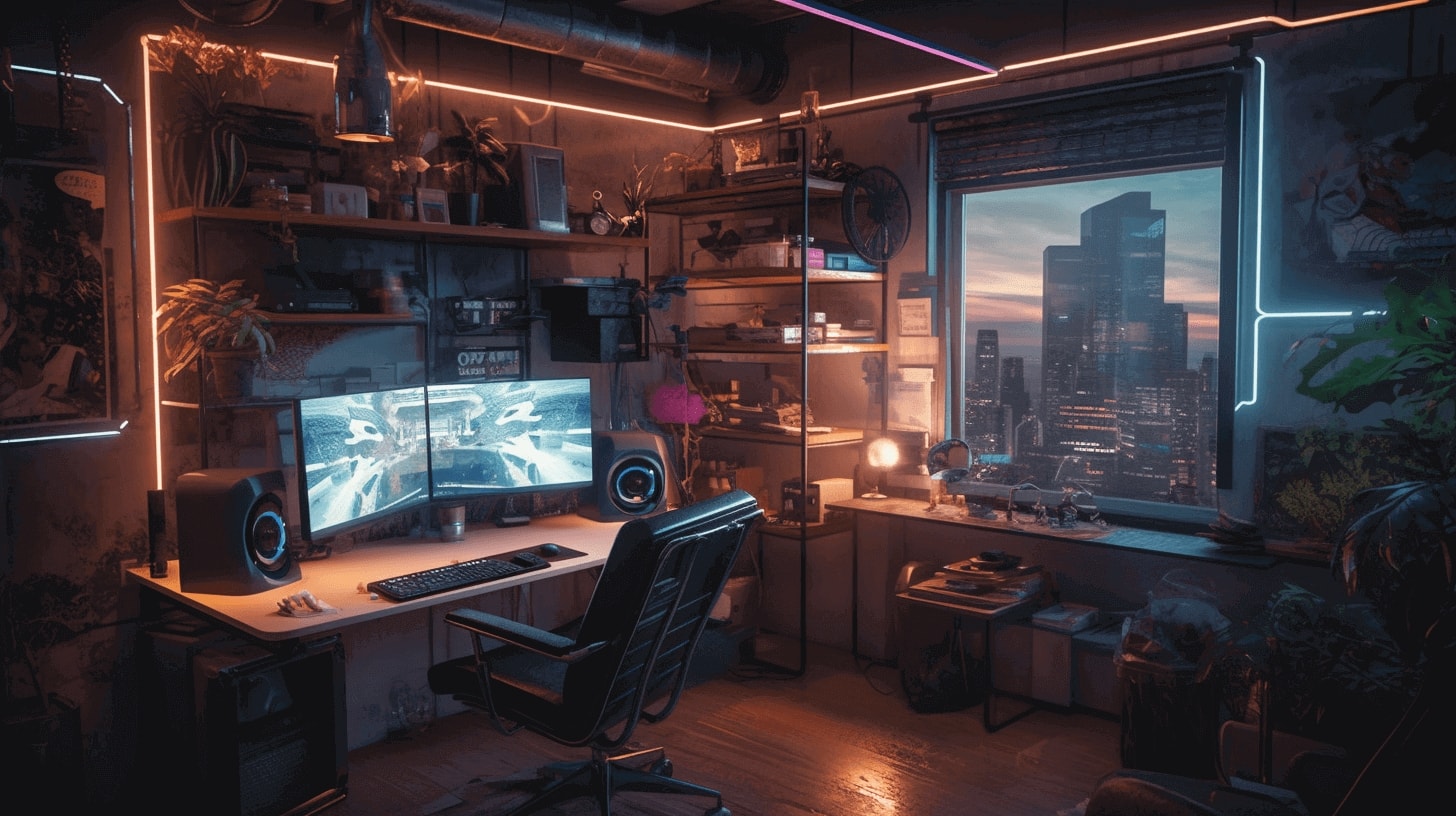 12 Game Room Lighting Ideas To Enhance Your Gaming Experience Muzata   Cyberpunk Gaming Room Led 