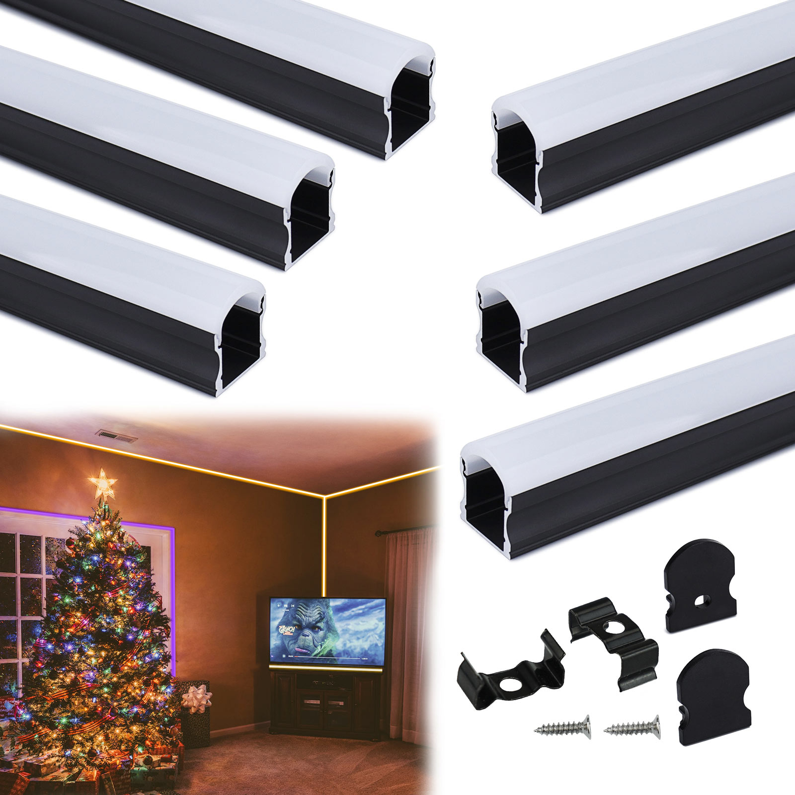 17x20mm Black LED Aluminum Channel System | Muzata USA