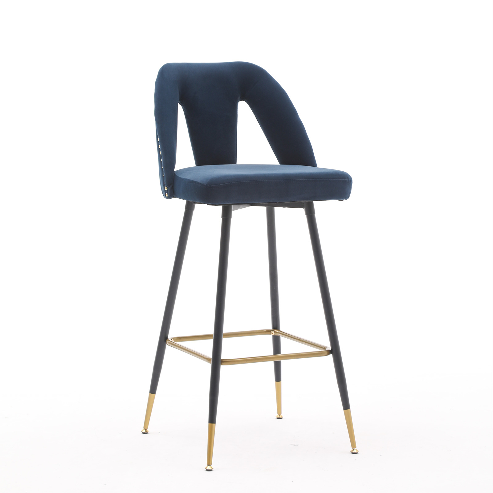 Contemporary Velvet Upholstered Bar Stool 