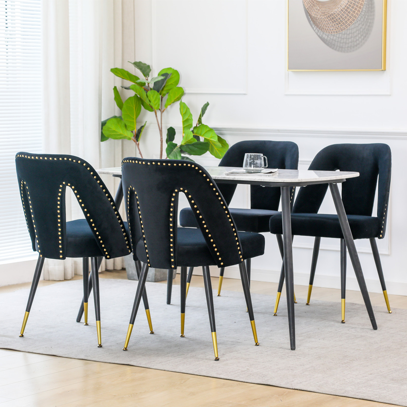 Contemporary Velvet Upholstered Dining Chair(Set of 2)