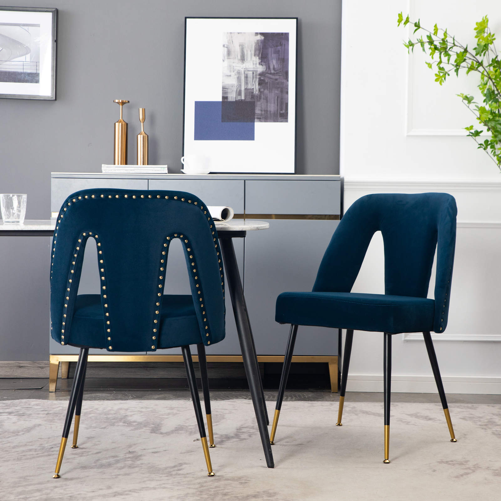 Contemporary Velvet Upholstered Dining Chair(Set of 2)