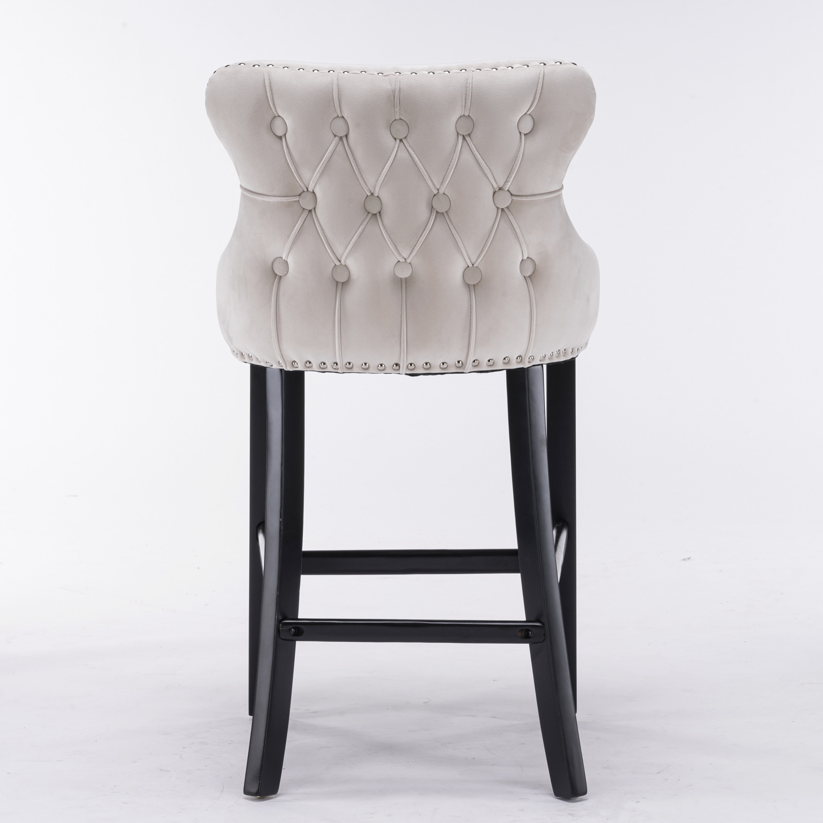 Contemporary Velvet Upholstered Wing-Back Barstools