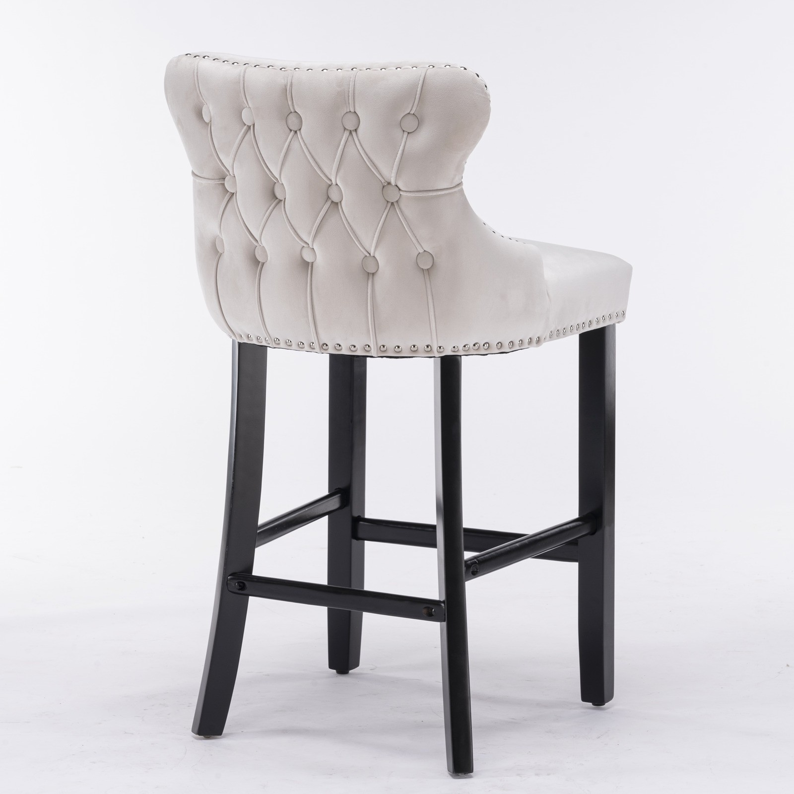 Contemporary Velvet Upholstered Wing-Back Barstools