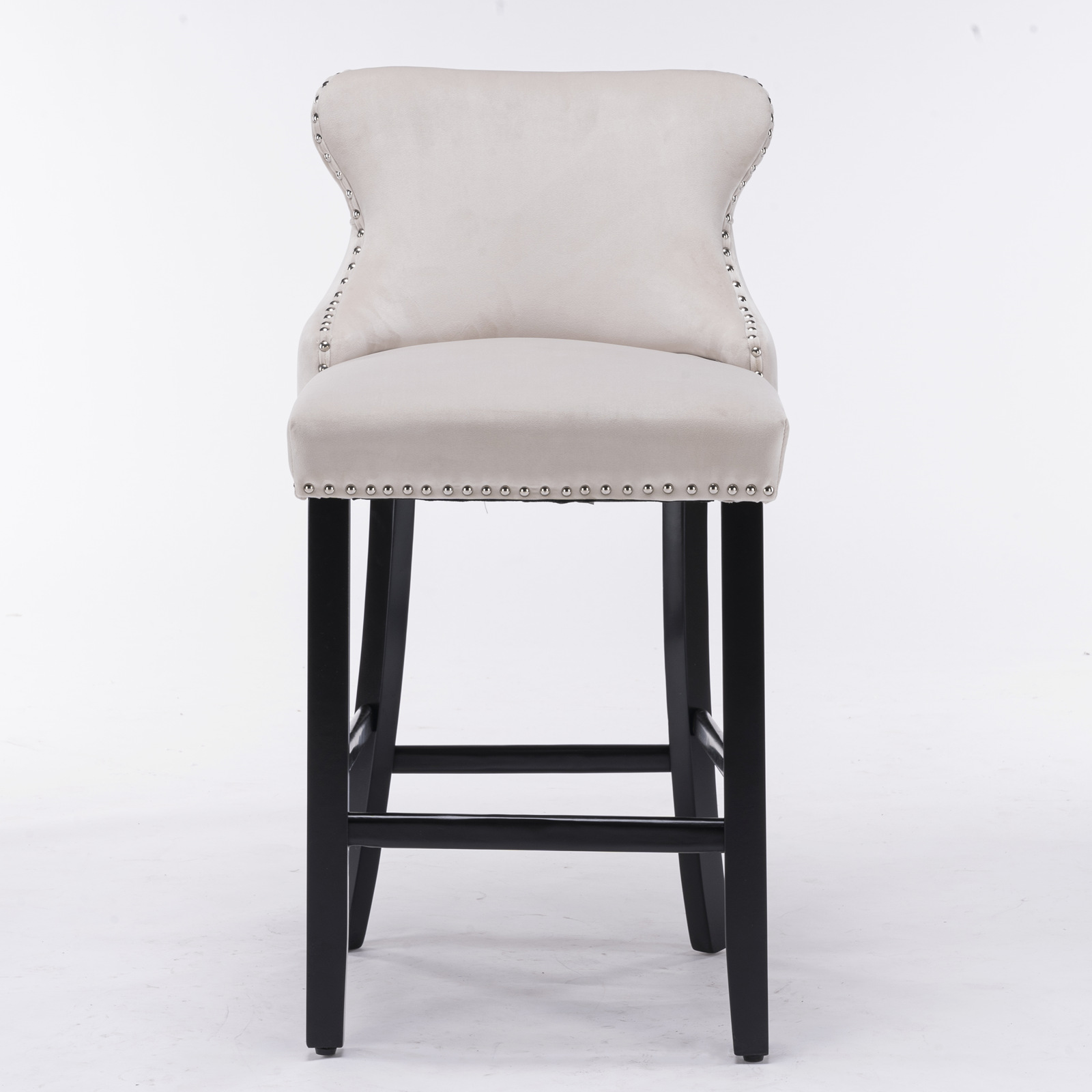 Contemporary Velvet Upholstered Wing-Back Barstools