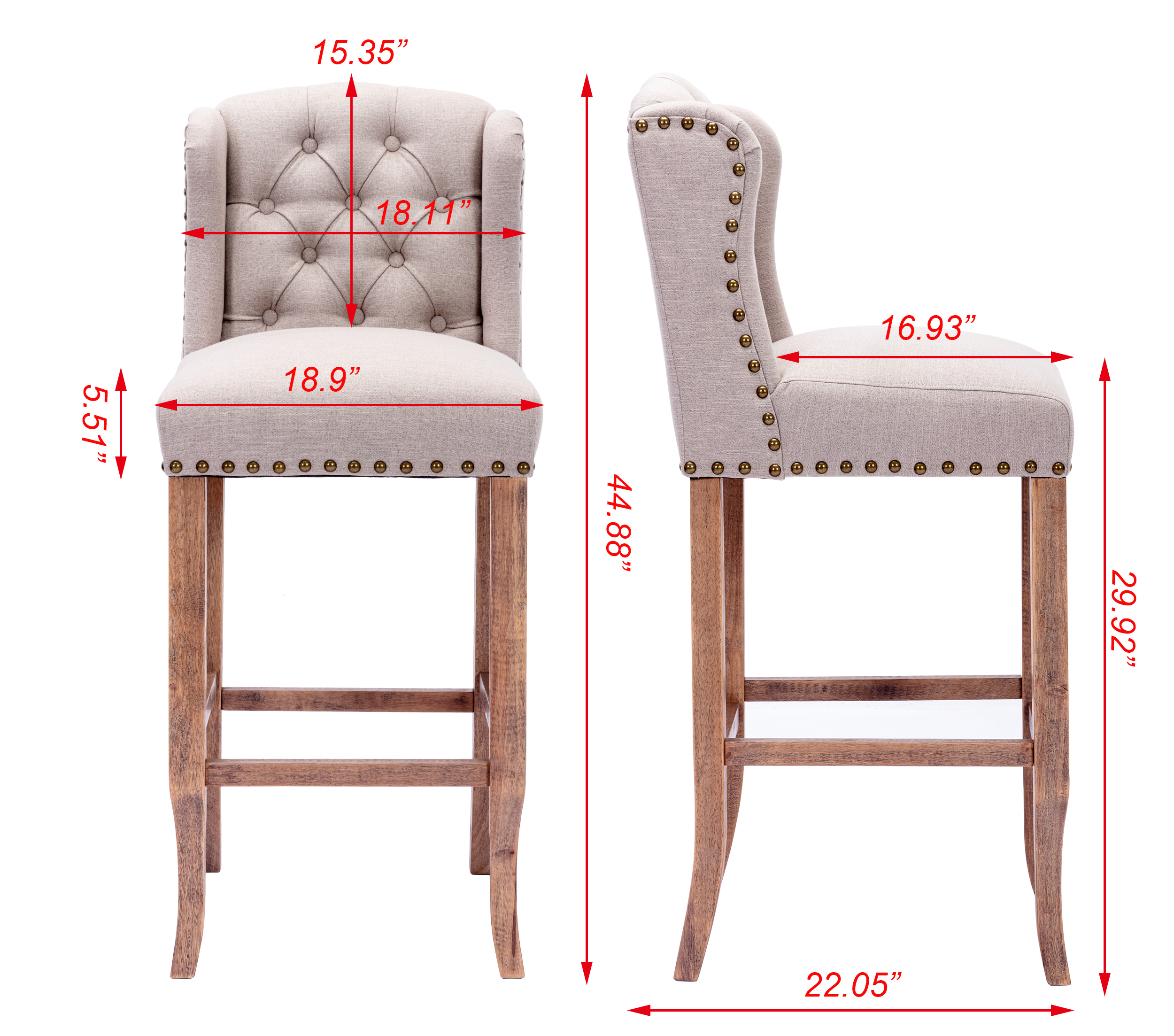 Morgan Prime Tufted Counter Stool (Set of 2)