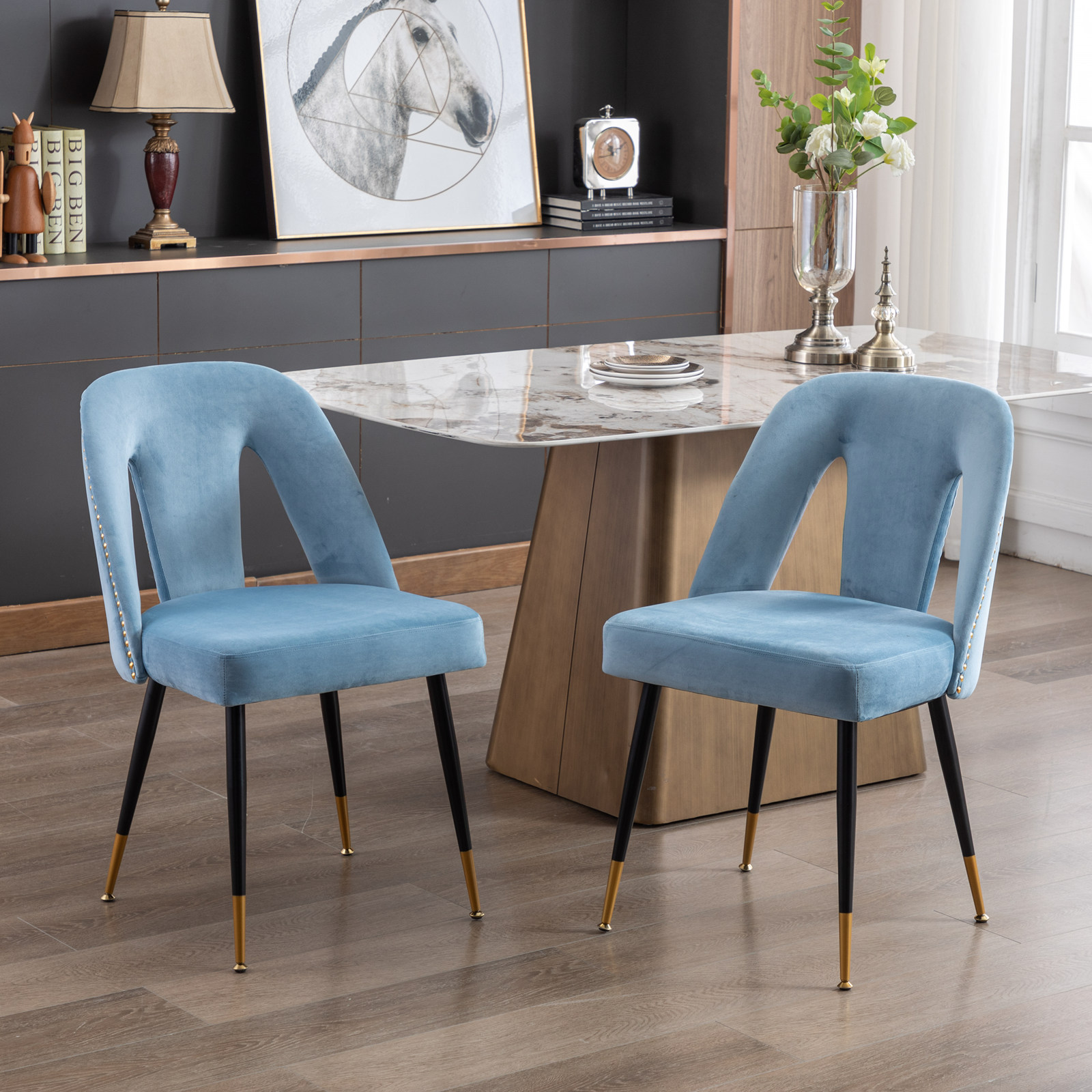 Contemporary Velvet Upholstered Dining Chair(Set of 2)