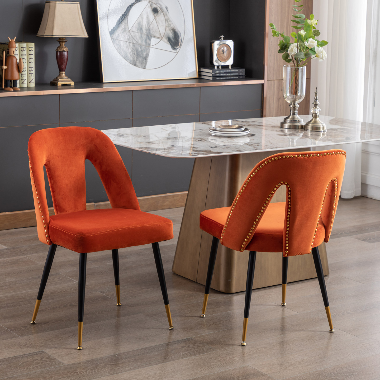 Contemporary Velvet Upholstered Dining Chair(Set of 2)