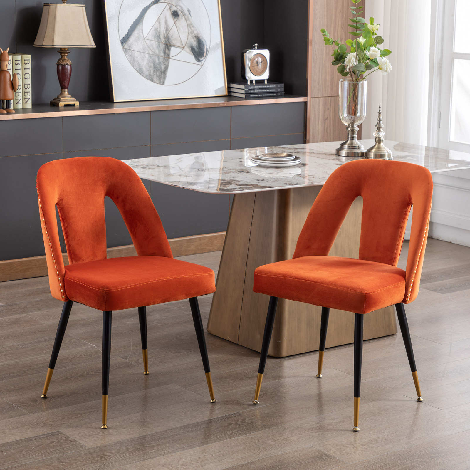 Contemporary Velvet Upholstered Dining Chair(Set of 2)