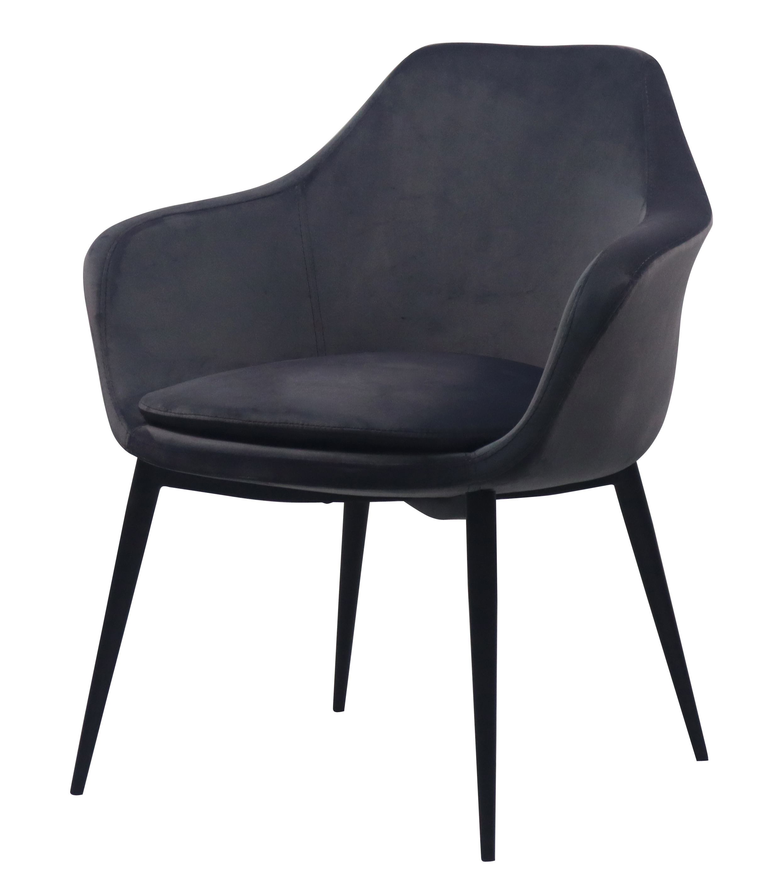 Modern Grey Velvet & Black Dining Chair
