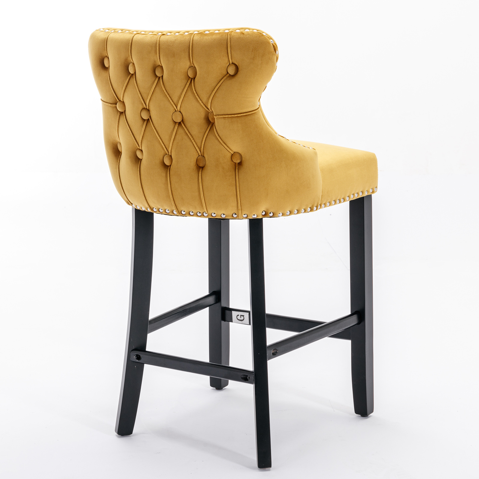 Contemporary Velvet Upholstered Wing-Back Barstools