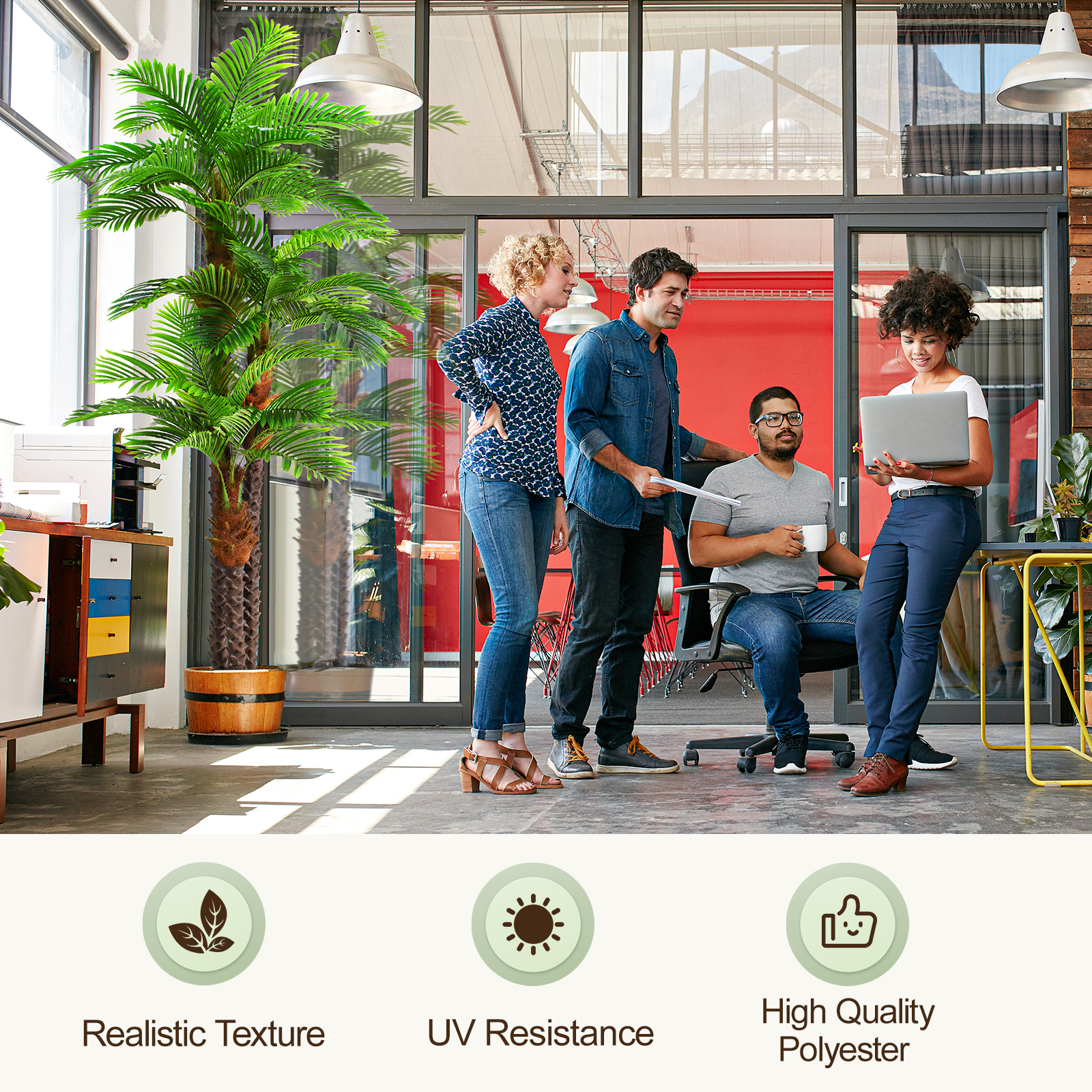 Keeplush 8.5ft Extra Tall Triple Tropical Palm Artificial Tree