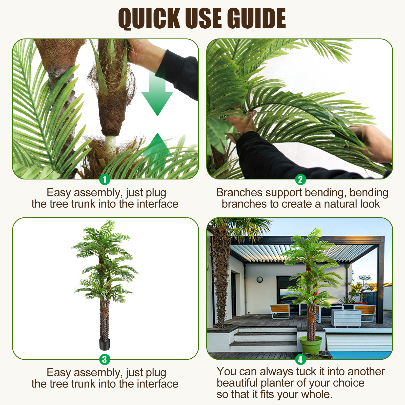 Keeplush 8.5ft Extra Tall Triple Tropical Palm Artificial Tree