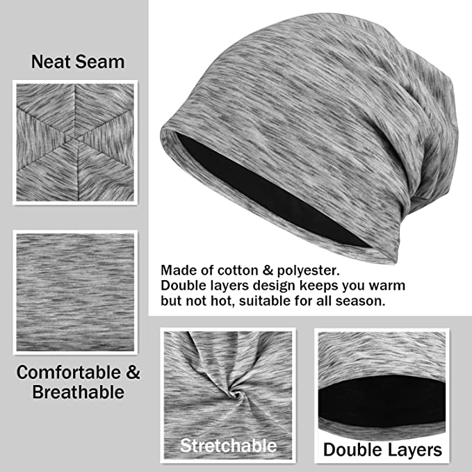 2 Pack Cotton Slouchy Beanie Hat for Men/Women