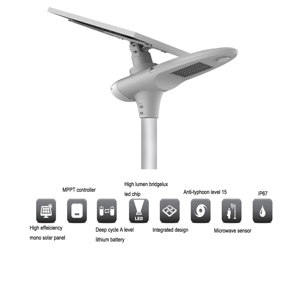 SUNCENTRE seperated aluminum solar street light for 4-12 meters project