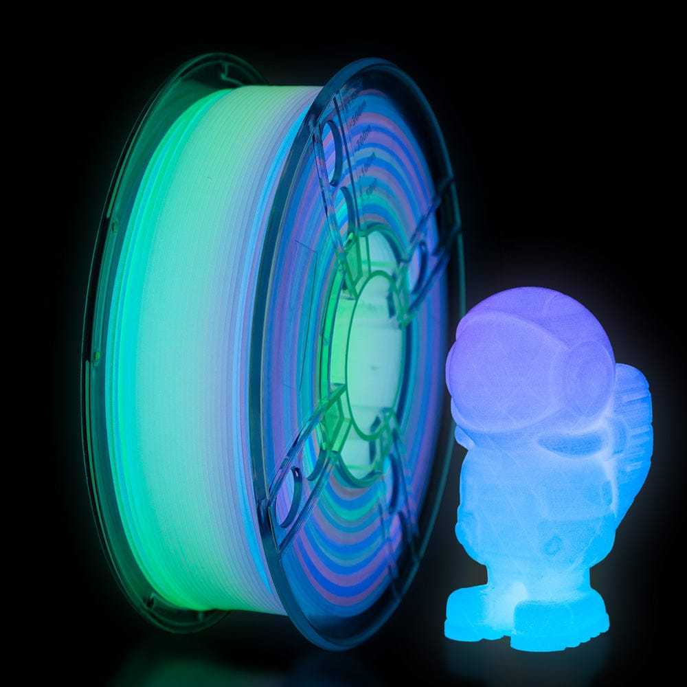 Glow in the Dark 3D Printer Filament, Luminous Multicolor PLA Filament, 1.75mm, Gradient Color, 1kg (2.2lbs), 1 Spool, White PLA, Multicolor Changes