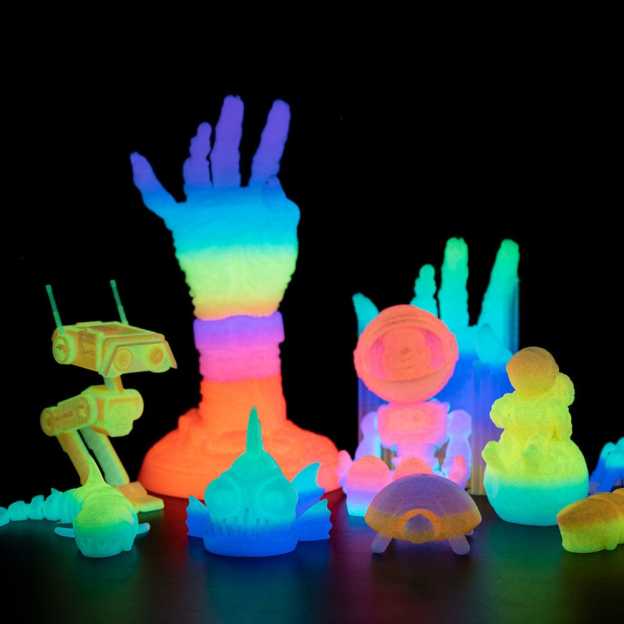 Glow in the Dark 3D Printer Filament, Luminous Multicolor PLA Filament, Gradient Color, 1kg (2.2lbs), 1 Spool, Rainbow PLA, Multicolor Changes