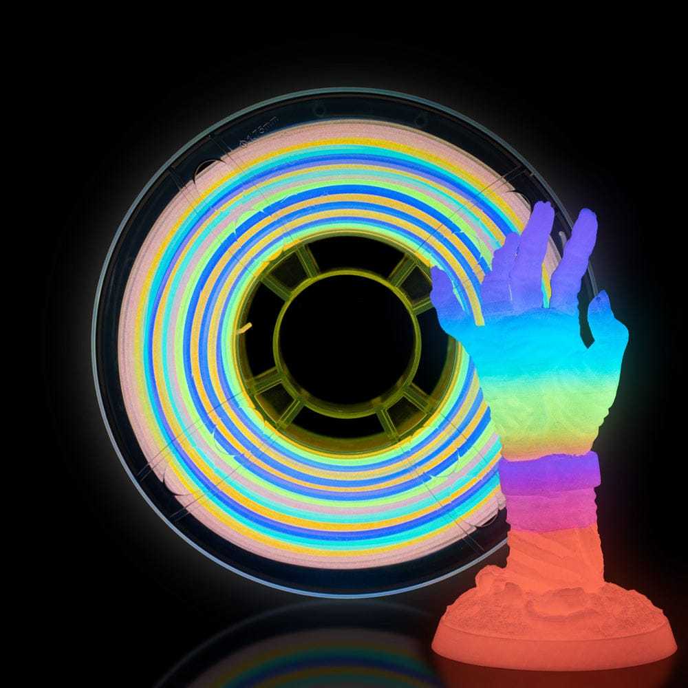 Glow in the Dark 3D Printer Filament, Luminous Multicolor PLA Filament, Gradient Color, 1kg (2.2lbs), 1 Spool, Rainbow PLA, Multicolor Changes