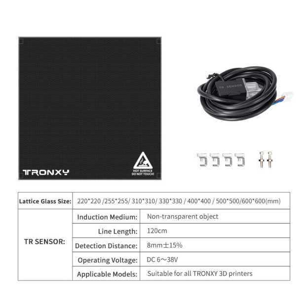 Tronxy 3D Printer Auto Leveling Black TR SENSOR + Lattice Glass 3D Printer Kits