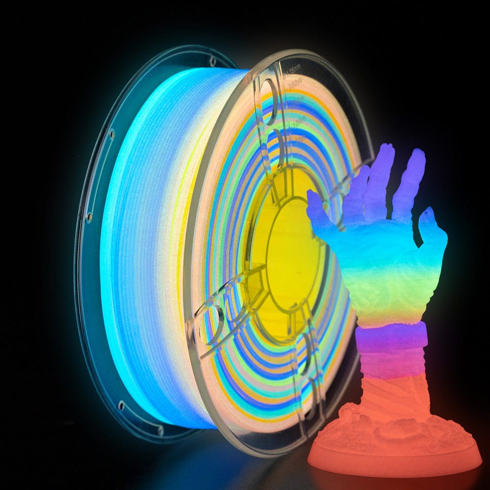 Glow in the Dark 3D Printer Filament, Luminous Multicolor PLA Filament, Gradient Color, 1kg (2.2lbs), 1 Spool, Rainbow PLA, Multicolor Changes