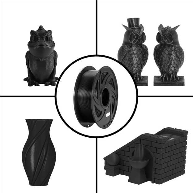 Tronxy 3D Printer Black PLA 3D Printing Filament 1.75 mm, 2.2 LBS (1KG)