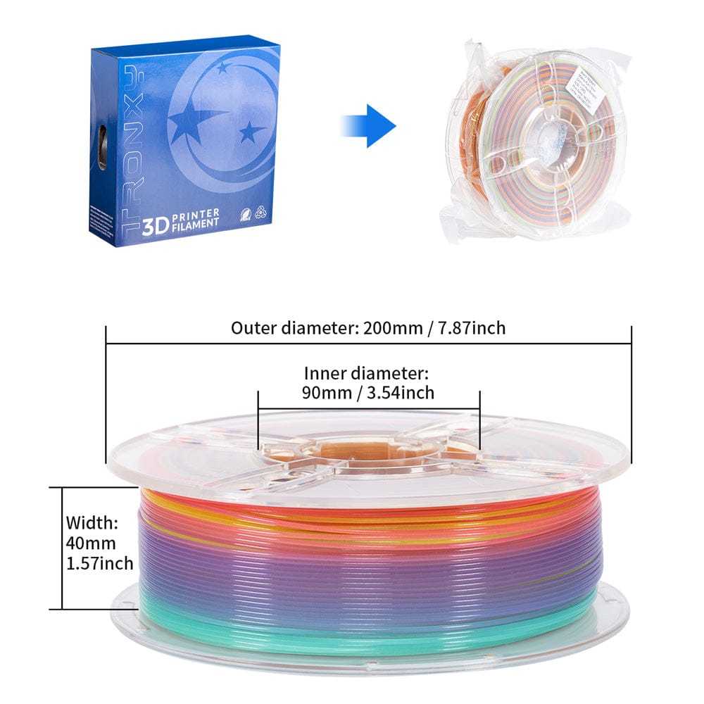 Glow in the Dark 3D Printer Filament, Luminous Multicolor PLA Filament, Gradient Color, 1kg (2.2lbs), 1 Spool, Rainbow PLA, Multicolor Changes