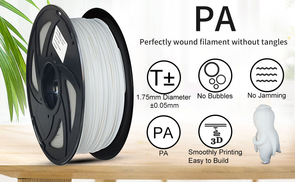 Tronxy 3D Printer 3D Printing White Nylon Filament 1.75 mm, 2.2 LBS (1KG)