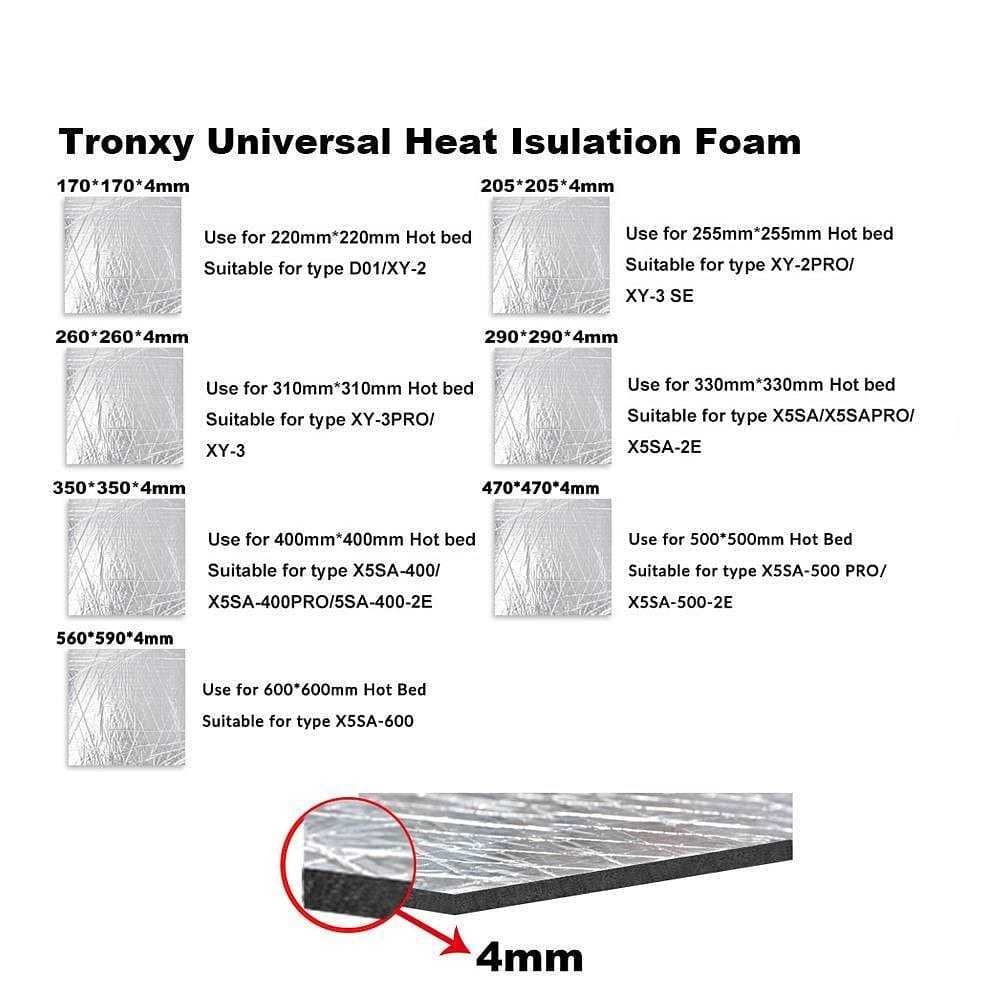 Tronxy 3D Printer Heat Bed Heat Insulation Foam Foil with Self Adhesive Sticker - Tronxy 3D Printer - Best 3D Printer for Beginners