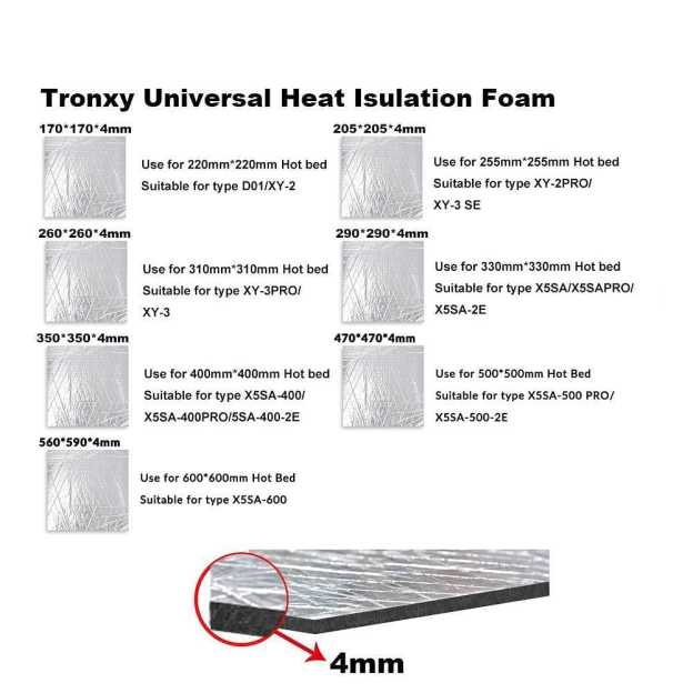 Tronxy 3D Printer Heat Bed Heat Insulation Foam Foil with Self Adhesive Sticker - Tronxy 3D Printer - Best 3D Printer for Beginners
