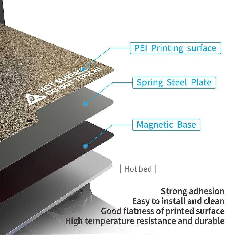 Tronxy 3D Printer Removal Spring Steel PEI Sheet Build Plate Magnetic Base Hot Bed Sticker 220/255/310/330/400/500/600mm
