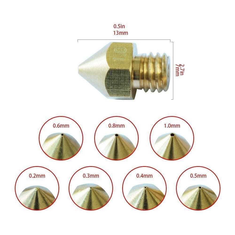 Tronxy 3D Printer 7 pcs MK8 M6 Brass Copper Nozzle J-head Extrusion DIY 3D Printer Parts For 1.75MM Filaments - Tronxy 3D Printer - Best 3D Printer for Beginners