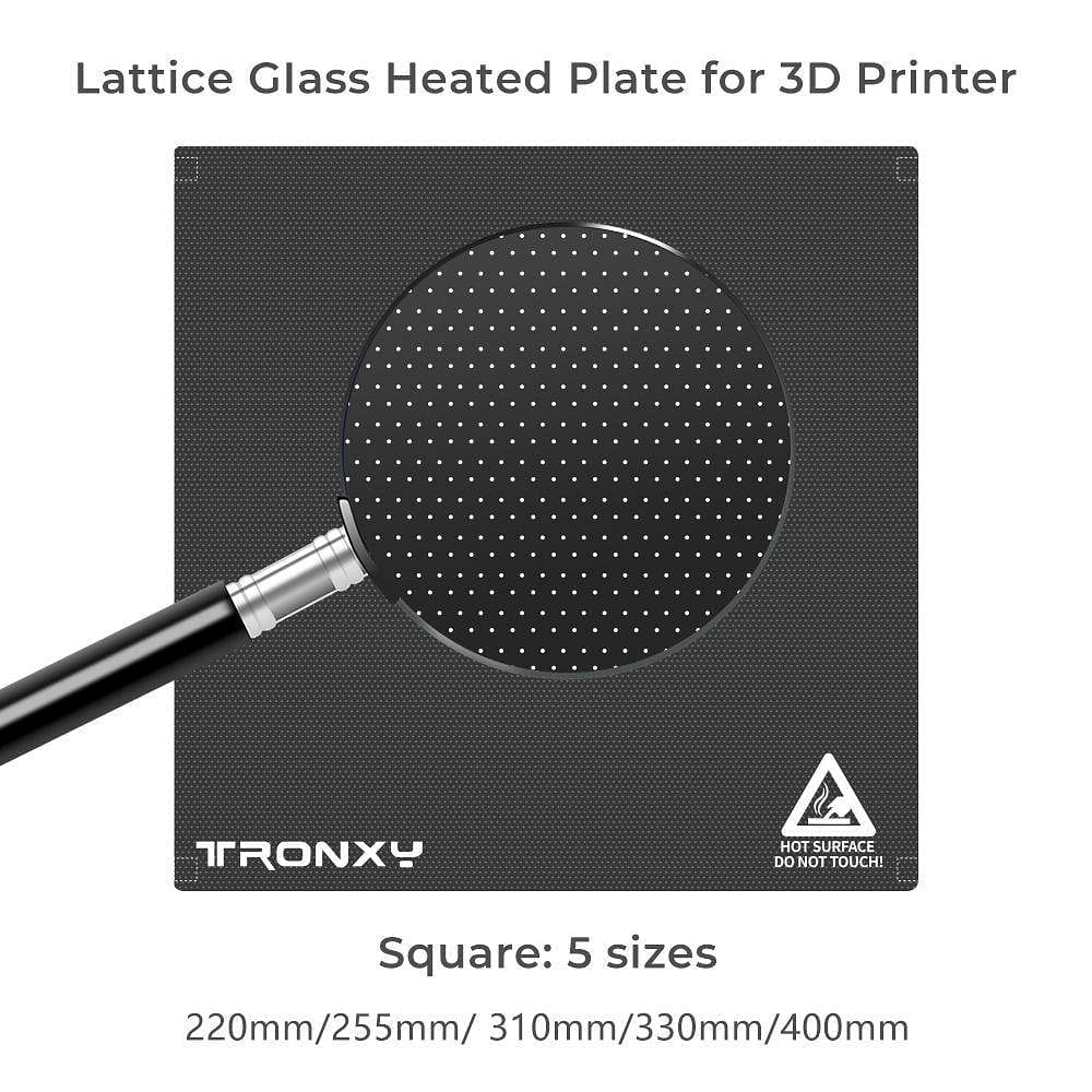 Tronxy Lattice Glass Heated Bed Plate 5 Sizes 3D Printer Parts & Accessories