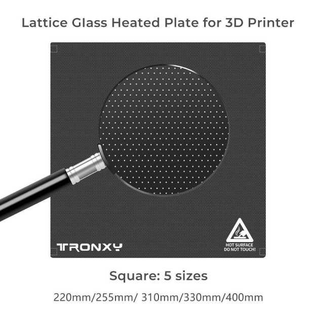 Tronxy Lattice Glass Heated Bed Plate 5 Sizes 3D Printer Parts & Accessories