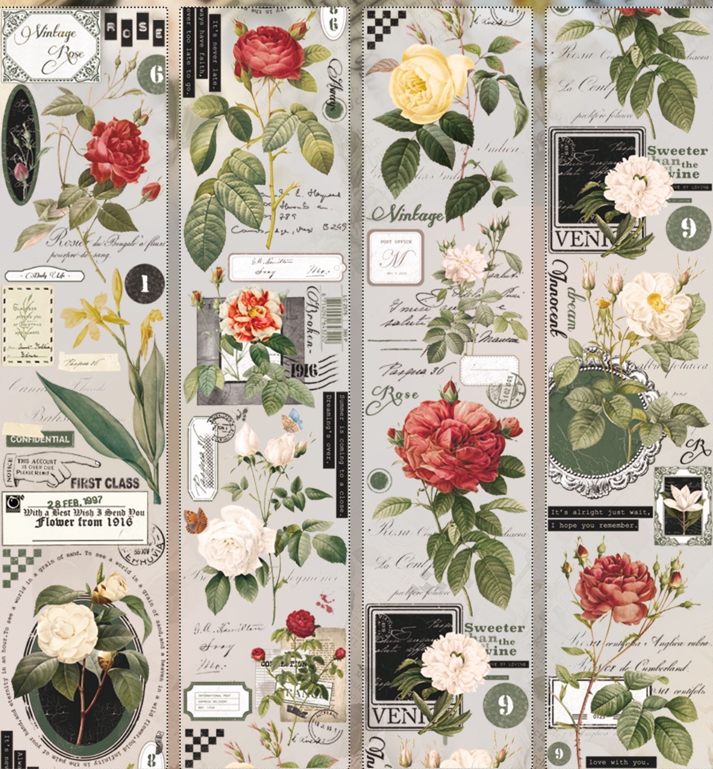 Versatile vintage flower and paper tape pet tape-JournalTale