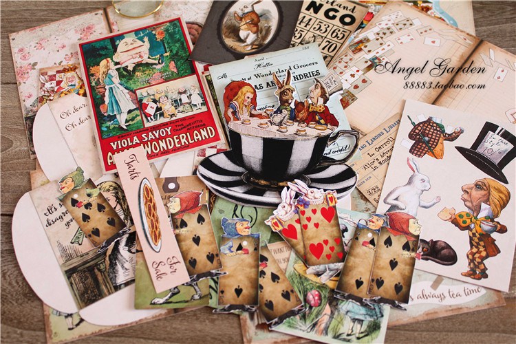 Alice in Wonderland Material Pack Junk journal-JournalTale