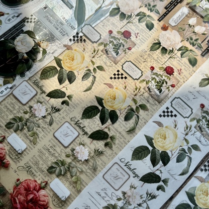 Versatile vintage flower and paper tape pet tape-JournalTale