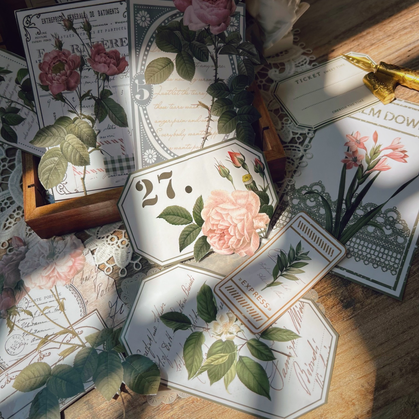 Vintage journal tape flower pet tape and washi tape-JournalTale