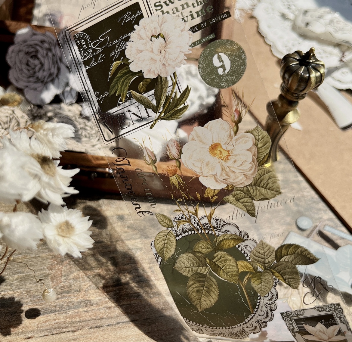 Versatile vintage flower and paper tape pet tape-JournalTale