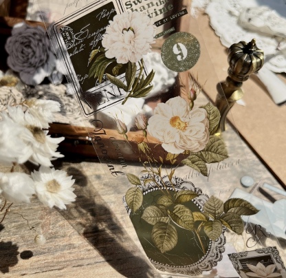 Versatile vintage flower and paper tape pet tape-JournalTale