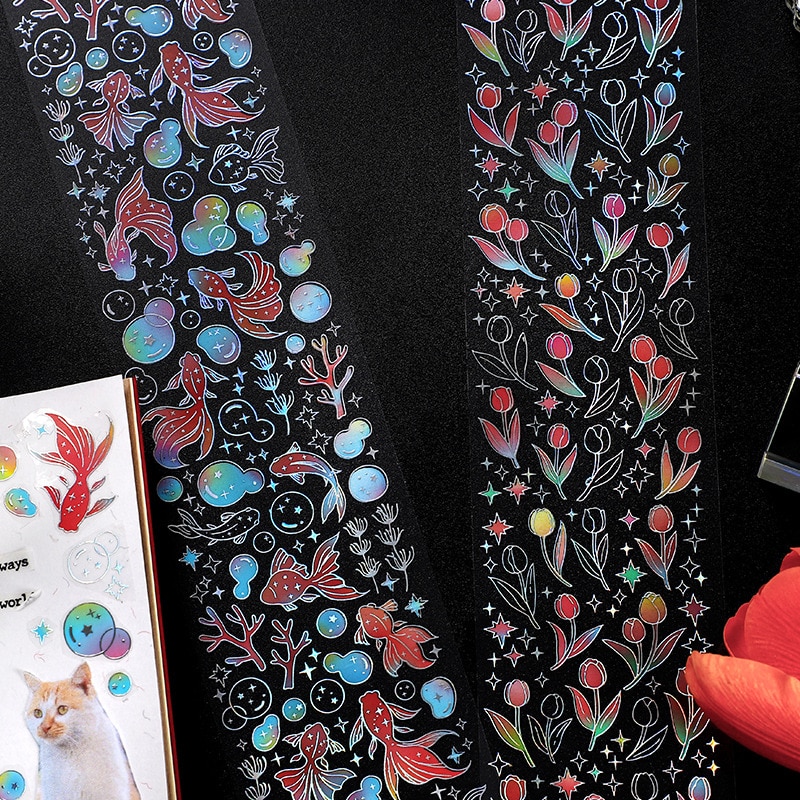 60mm*350mm Strip PET Washi Tape Colorful Butterfly Stars-JournalTale