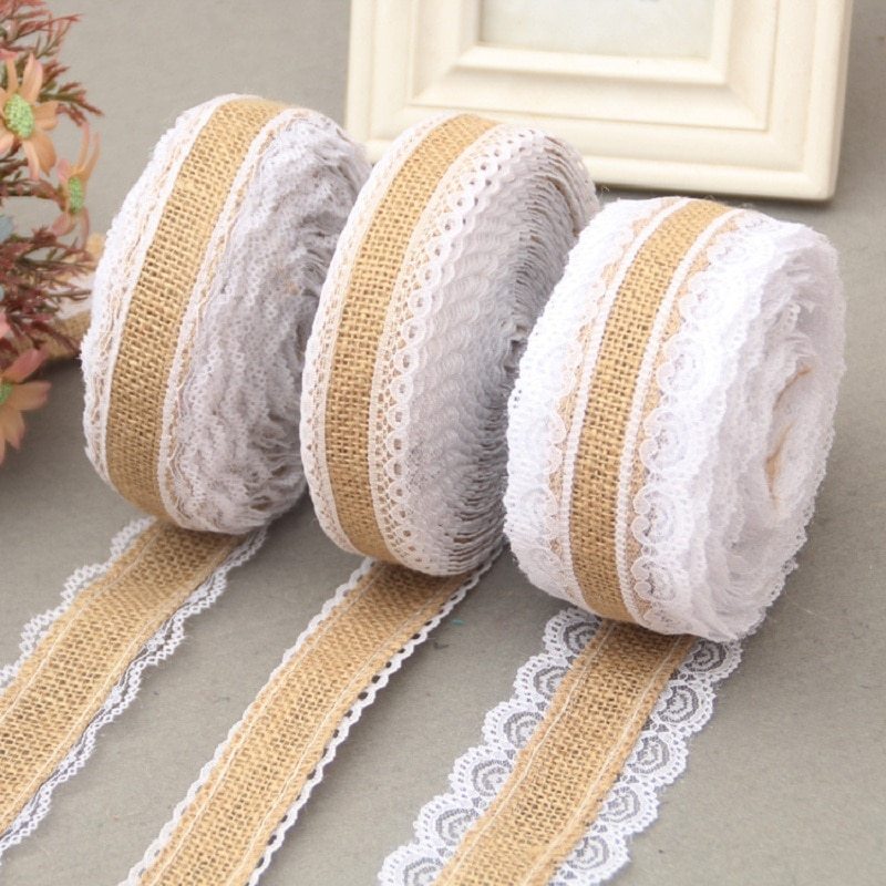 2Meter/Lot 25mm Natural Jute Burlap Hessian Lace-JournalTale