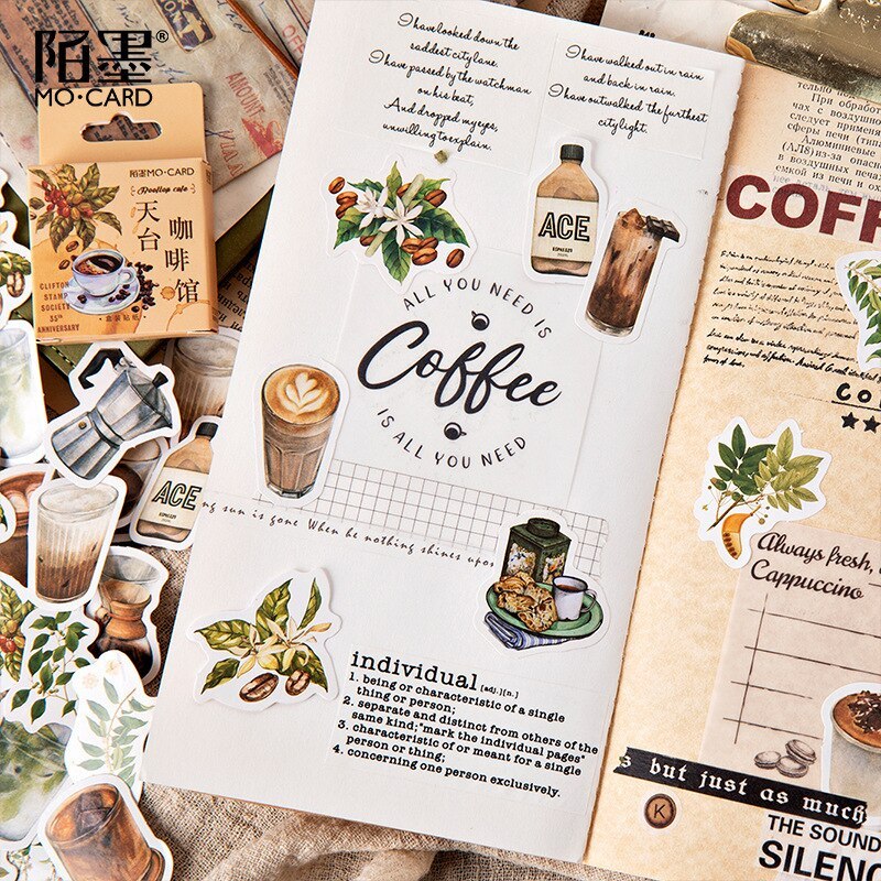 45pcs/pack Vintage Rooftop Coffee Shop Stickers Set-JournalTale