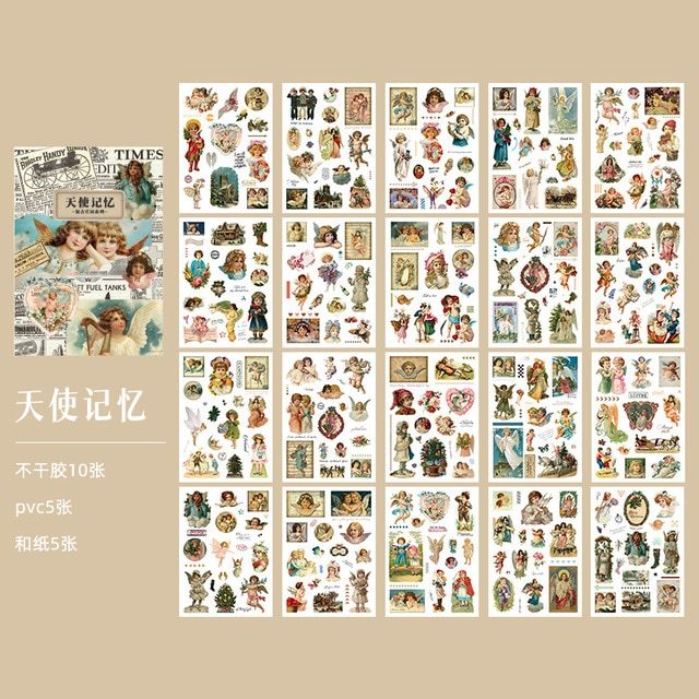 Vintage Cute Fairy Angel Sticker Book Girl Decorative Stickers-JournalTale