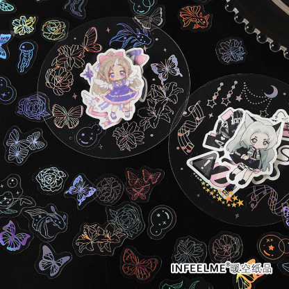 100 pcs/lot scrapbook Vintage Laser Attickers fan scrapbook-JournalTale