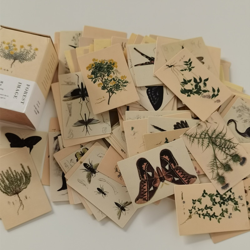 100pcs Vintage Plant Butterfly Material Paper-JournalTale