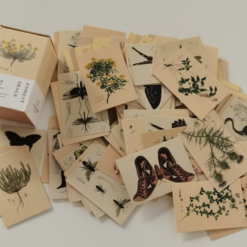 100pcs Vintage Plant Butterfly Material Paper-JournalTale