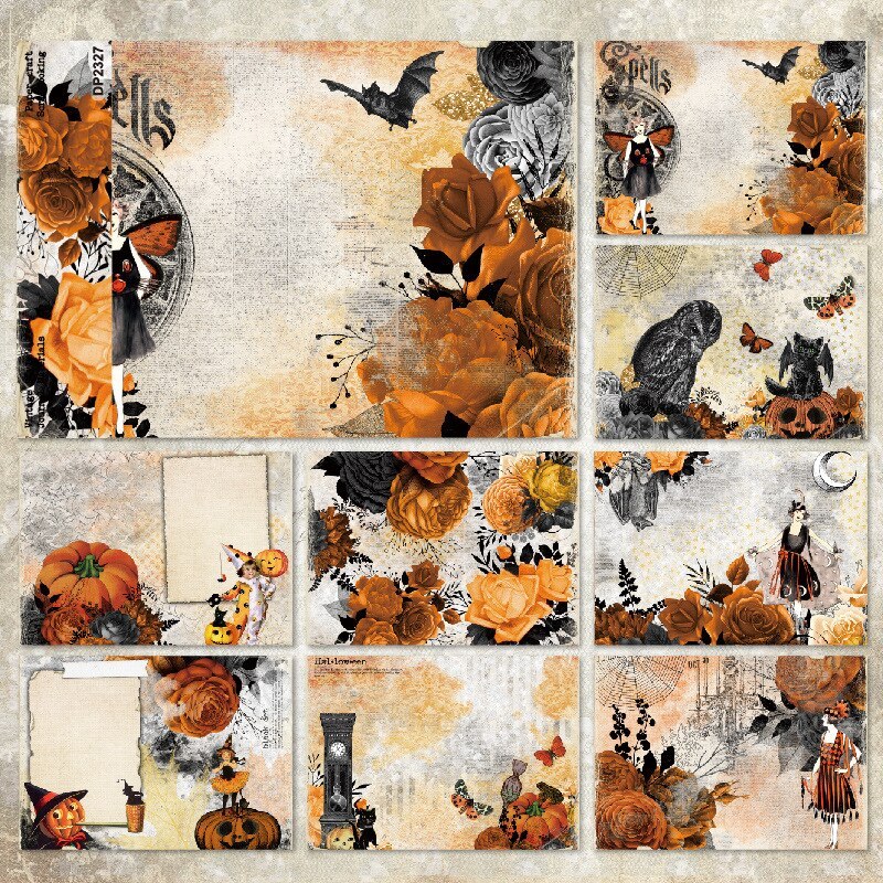 8 Sheets A5 Size Halloween Scrapbooking Patterned Paper-JournalTale