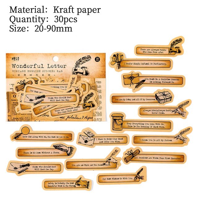 30 pcs Retro English sticker pack nostalgic European old-JournalTale